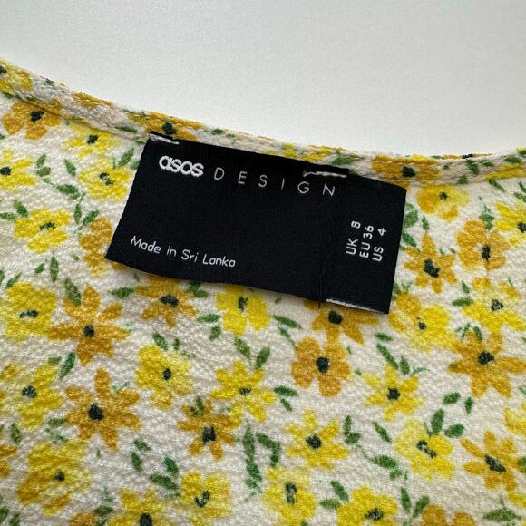ASOS Design | Yellow Floral Button-Down Mini Dress - Picture 4 of 7